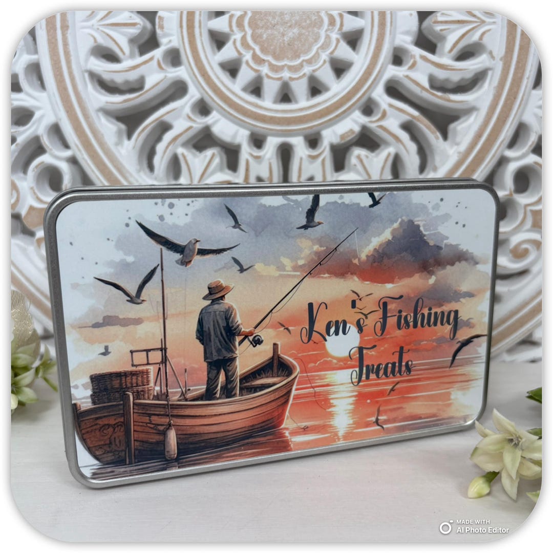 Personalised Fishing Tin | Custom Angler Keepsake Box | Fishing Gift ...