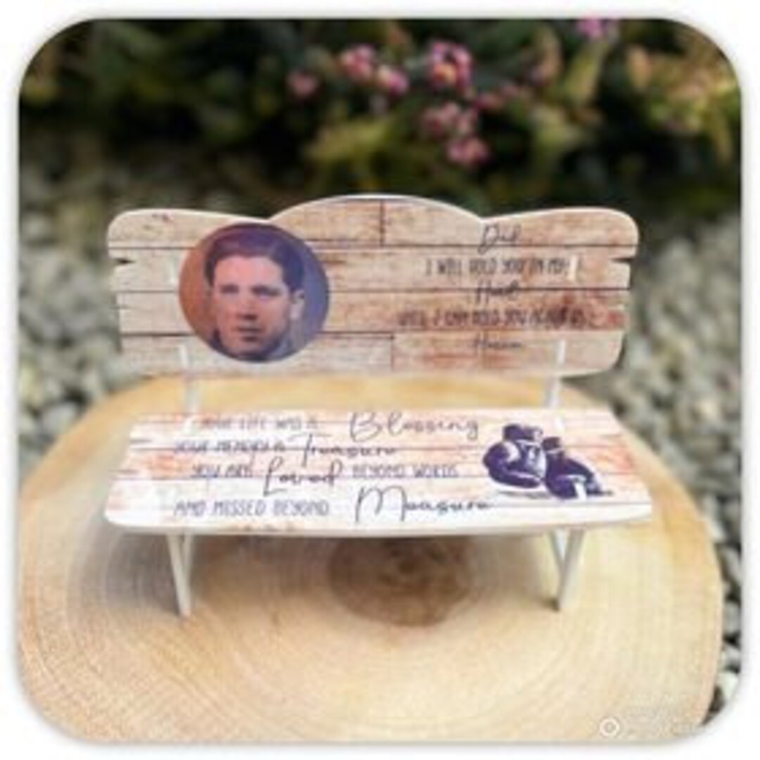 Personalised Memorial Acrylic Bench | Custom Photo Memory Bench ...