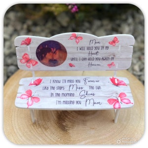 Pink Butterfly Personalised Photo Memorial Bench