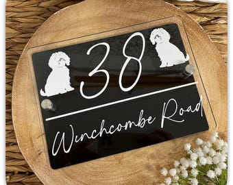 Personalised Acrylic House Sign | Custom Address Plaque | Modern Door Number Sign | Rectangle House Plaque | Outdoor Address Sign