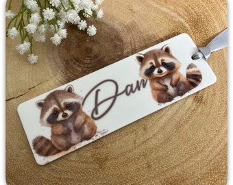Personalised Acrylic Bookmark | Custom Name Bookmark | Cute Raccoon Bookmark | Animal Bookmark Gift for Kids & Book Lovers