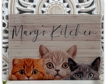Personalised Cat Glass Chopping Board, Custom Kitchen Board, A4 Glass Cutting Board, Cat Lover Gift, Personalised Kitchen Decor