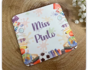 Personalised Teacher Acrylic Coaster | Custom Teacher Gift | Teaching Assistant Coaster | School Thank You Gift | Any Name