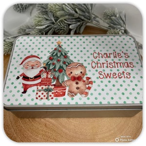 Personalised Christmas Santa and Gingerbread Sweet Tin