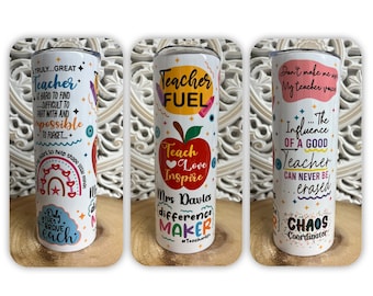 Personalised Teacher Tumbler 20oz Stainless Steel Cup | Teacher Appreciation Gift | Insulated Travel Mug | Matt or Gloss