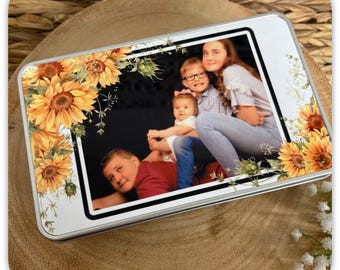 Personalised Photo Tin, Custom Picture Keepsake Box, Family Photo Gift, Memory Tin, Personalised Storage Tin, Gift for Mum