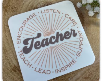 Personalised Teacher Acrylic Coaster | Custom Teacher Appreciation Gift | Teaching Assistant Coaster | End of Term Thank You