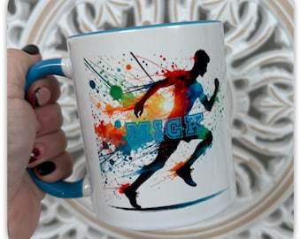 Personalised Runner Mug | Running Coffee Cup | Custom Name Sports Mug | Marathon Runner Gift | 11oz Ceramic Mug | Athlete Mug | Running Gift