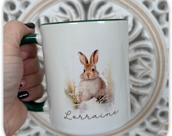 Personalised Rabbit Mug | Custom Name Bunny Mug | Cute Rabbit Coffee Cup | Animal Lover Gift | 11oz Ceramic Mug | Bunny Lover Mug
