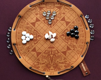 Patolli Ancient Mayan Board Game in Faux Leather Pouch