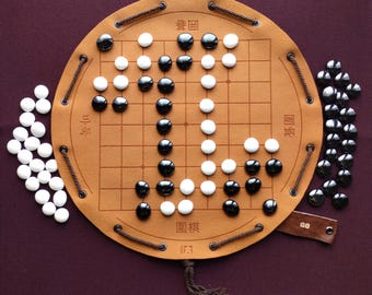Portable Go Ancient Board Game Set in Faux Leather Pouch