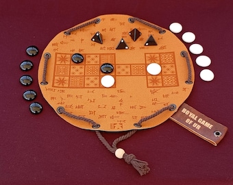 Royal Game of Ur: Ancient Mesopotamian Board Game in Faux Leather Pouch