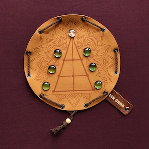 Len Choa Ancient Board Game from Thailand in Faux Leather Pouch