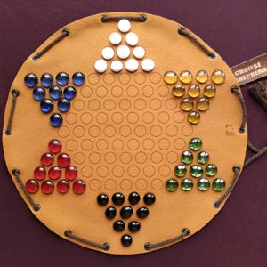 Juego de damas chinas en funda de piel sintética