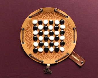 Konane Ancient Hawaiian Historic Board Game in Faux Leather Pouch