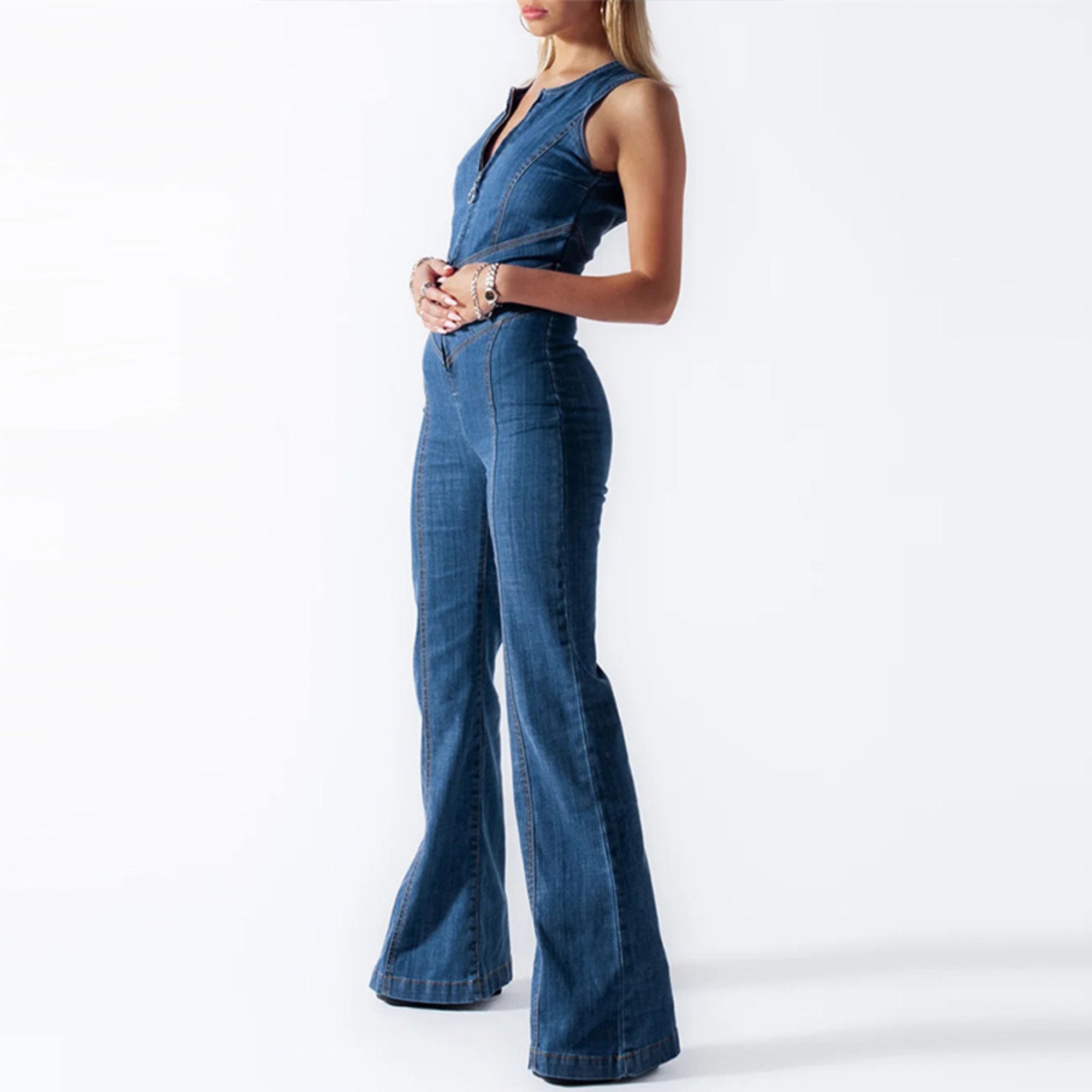 Denim Backless Heart Cutout Jumpsuit for Women Ladies Summer Etsy