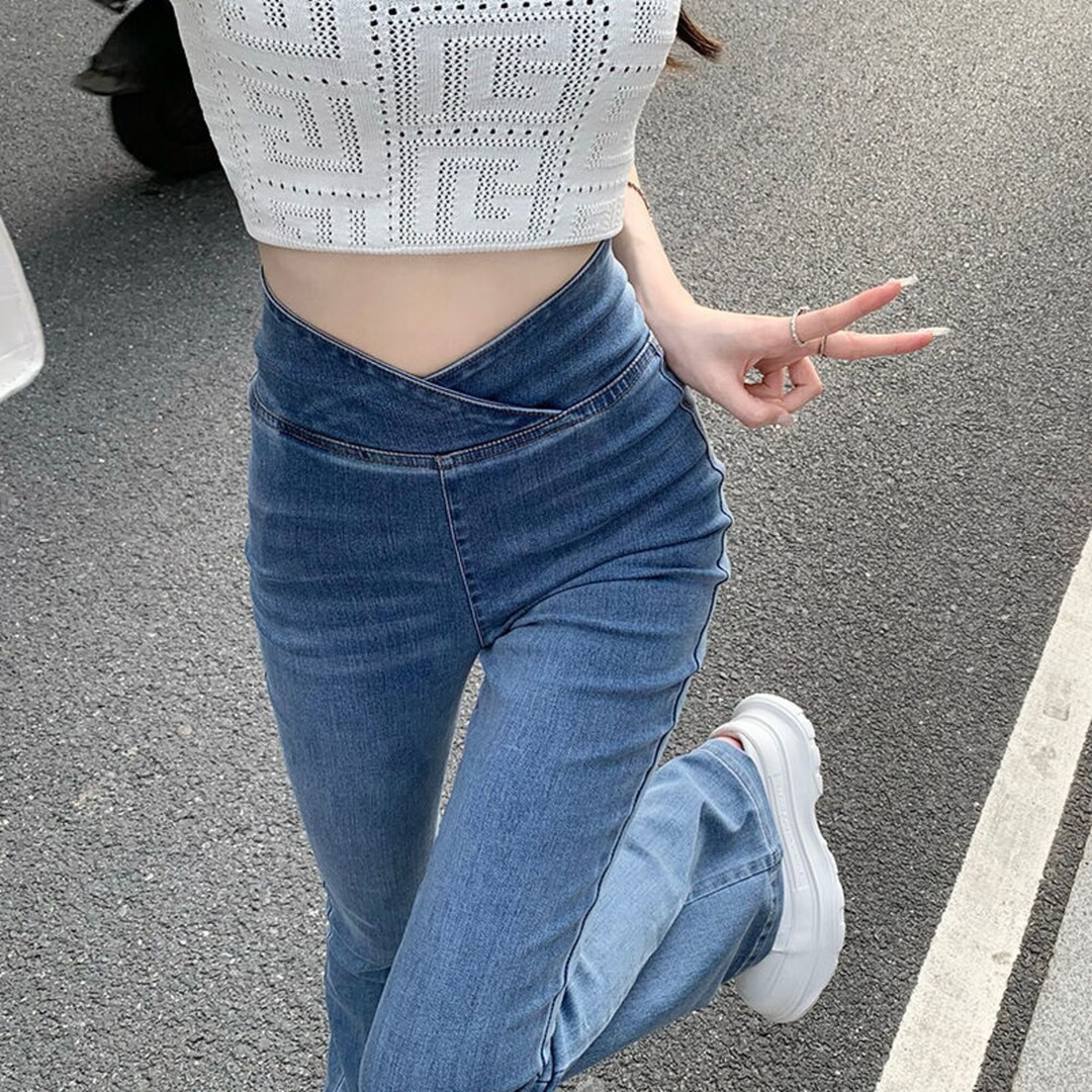 Skinny Denim Pants Flared Jeans For Women High Waisted Jeans Bottom Straight High Waist Stretch Pants Flare Trouser Fashion Ladies Jeans