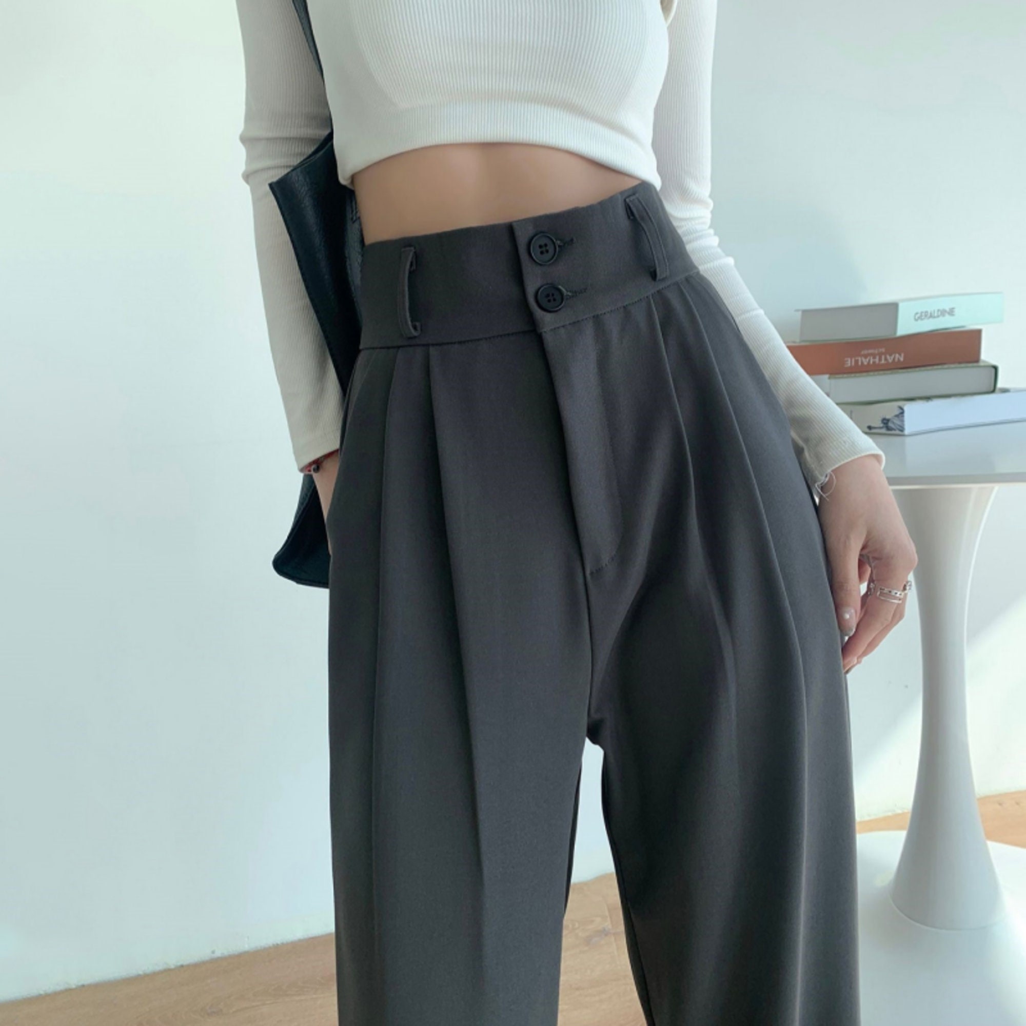Korean House Apricot Jeans women long pants Korean style high waist  長褲子牛仔女高腰  Shopee Malaysia