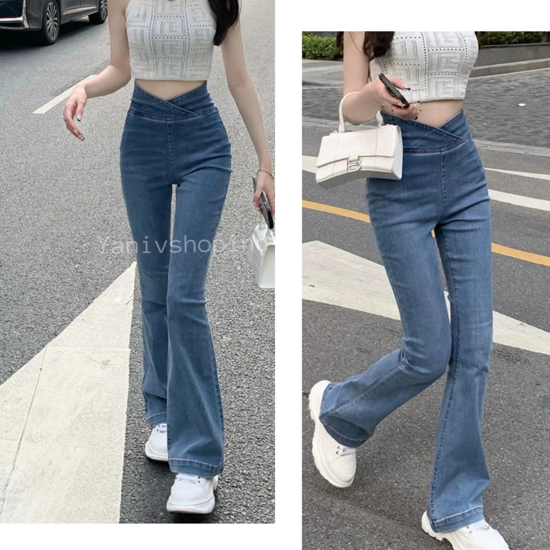 Skinny Denim Pants Flared Jeans for Women High Waisted Jeans Bottom ...