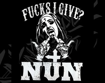 Nun fucks given sticker evil NUN FLIPPING OFF