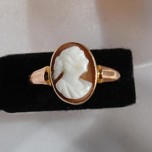 Rare Georgian Cameo Antique 9ct Gold Ring - UK Size M