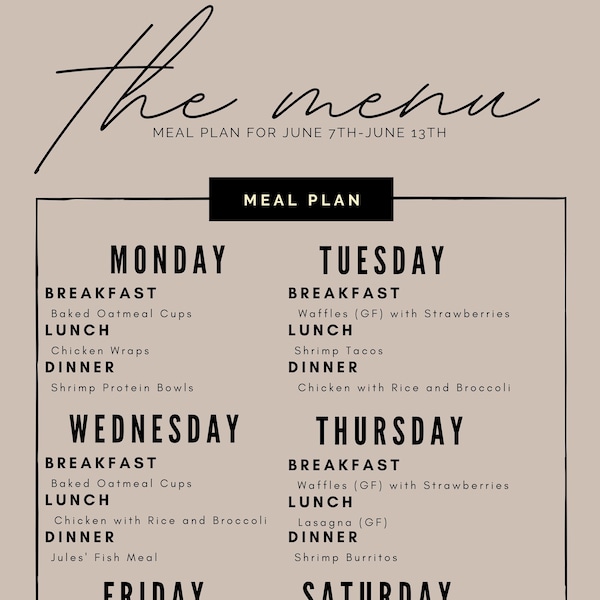 Minimalist Meal Prep Menu Template