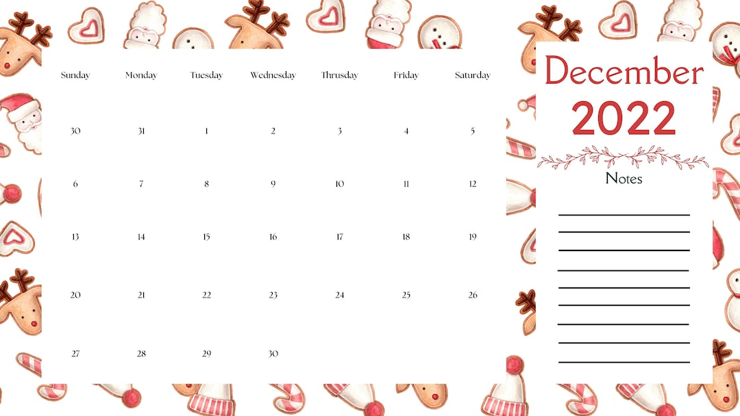 HOLIDAY PRINTABLE CALENDAR Etsy HOLIDAY PRINTABLE CALENDAR Etsy