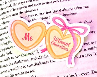 Fictional Characters Vinyl Sticker: Heart Locket & Bookish Design