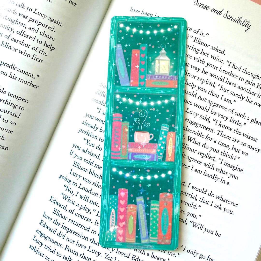 Teal Bookshelf Bookmark: Silky Matte Cardstock - Etsy