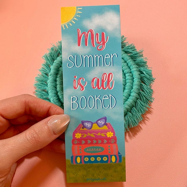 My Summer Is All Booked Bookmark | Bookmark | Illustrated Bookmark| Summertime | Book Stack