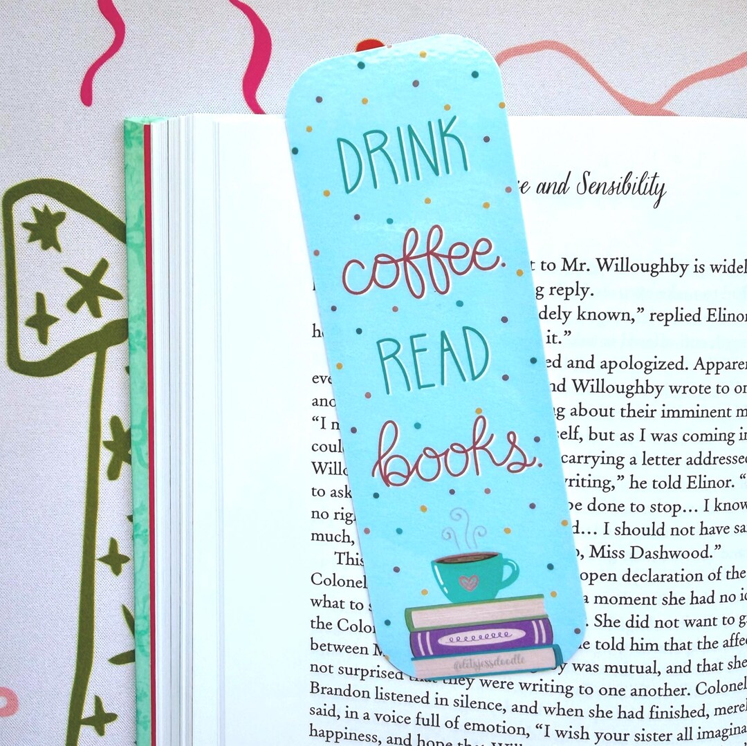 Coffee Books Laminated Bookmark - Etsy