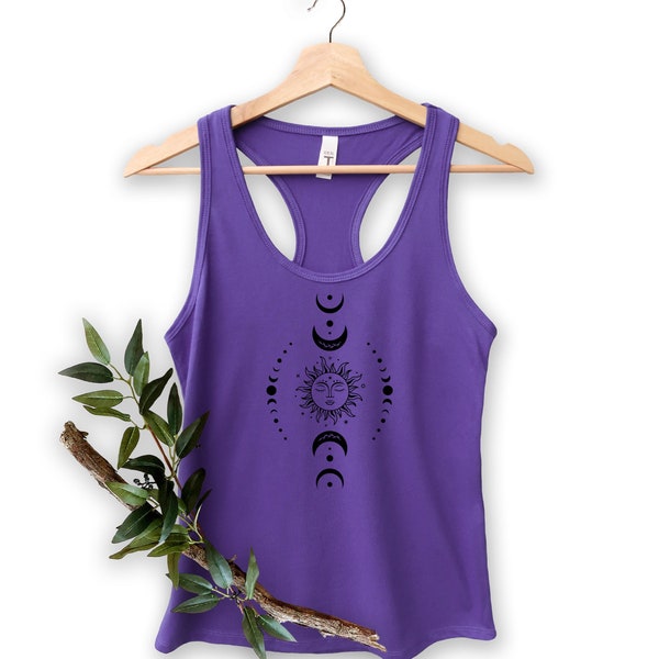 Sun Moon Stars Tank Top, Moon Tank Top, Sun Tank Top, Full Moon Tank Top, Spiritual Tank Top, Moon Shapes Tank Top, Astrology Shirt