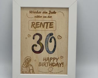 Geldcadeau voor een 30e verjaardag, gepersonaliseerd cadeau-idee voor een 30e verjaardag, geldcadeau-idee voor mannen en vrouwen, leuk idee om geld cadeau te geven
