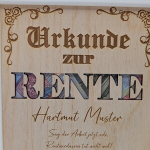 Geldgeschenk Bilderrahmen zur Rente, Geschenkidee