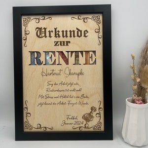 Geldgeschenk Bilderrahmen zur Rente, Geschenkidee