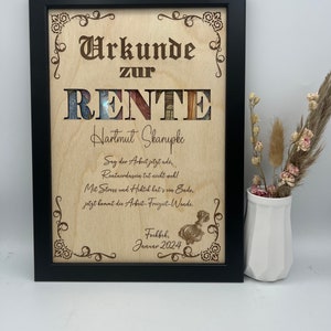 Geldgeschenk Bilderrahmen zur Rente, Geschenkidee