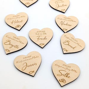 Personalisierte Namensschilder in Herzform – Perfekte Platzkarten zur Hochzeit, Konfirmation, Taufe, Geburtstag, Gastgeschenk als Erinnerung