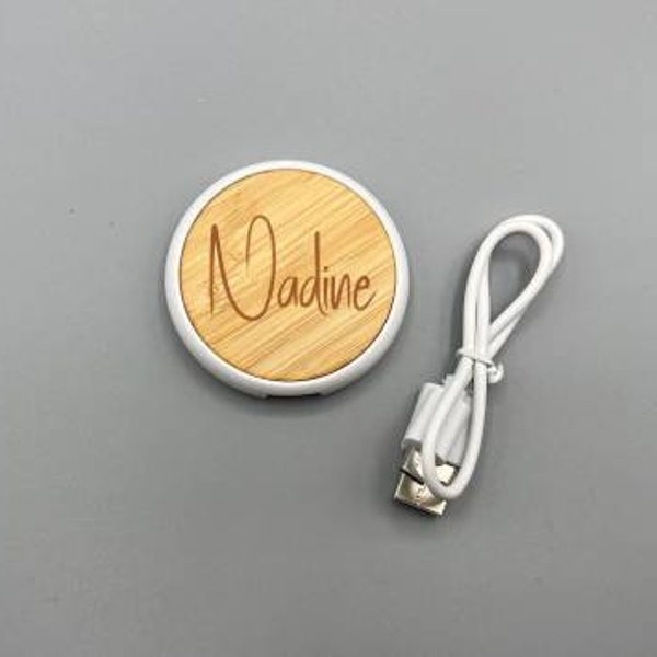 Induktive Ladestation für Smartphone, Handy induktives laden, induktionsladegerät mit wunschgravur, Personalisiert, 5,5cm Durchmesser