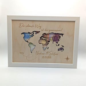 Weltkarte Geldgeschenk zur Hochzeit, Hochzeitsfeier personalisiert