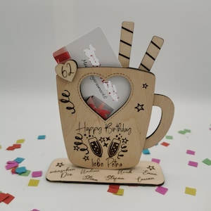Gutschein Aufsteller - Individuelle Holzidee für Geburtstagsgeschenke, DIY Geschenke für Frauen & Männer, Abschluss Jubilare