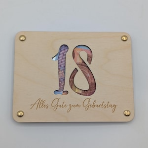 Geldgeschenk zum 18. Geburtstag aus Holz, Geschenkkarte für Geld Personalisiert, Geschenkidee für Geburtstage | Holzkarte, Lustiges Geschenk