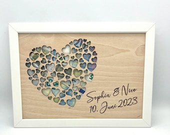 Argent offert pour un mariage, cadeau personnalisé pour les mariés, idée cadeau personnalisée avec les noms et la date du mariage