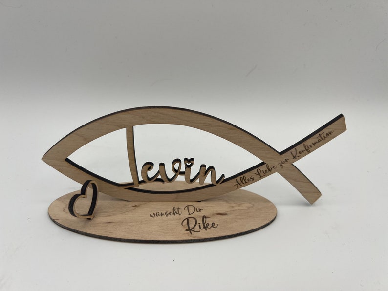 Money gift for confirmation made of wood, fish with desired name including engraving made of wood, communion, baptism, youth consecration, naming, confirmation image 10