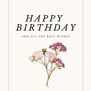 Tarjeta de cumpleaños, Geburtstagskarte, Grußkarte zum Geburtstag, tarjeta de mejores deseos, schlicht mit Blumen A5