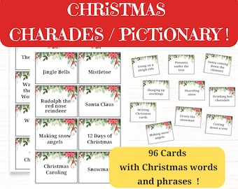 Christmas Charades Printable Game, Charades Cards, Christmas Pictionary ...