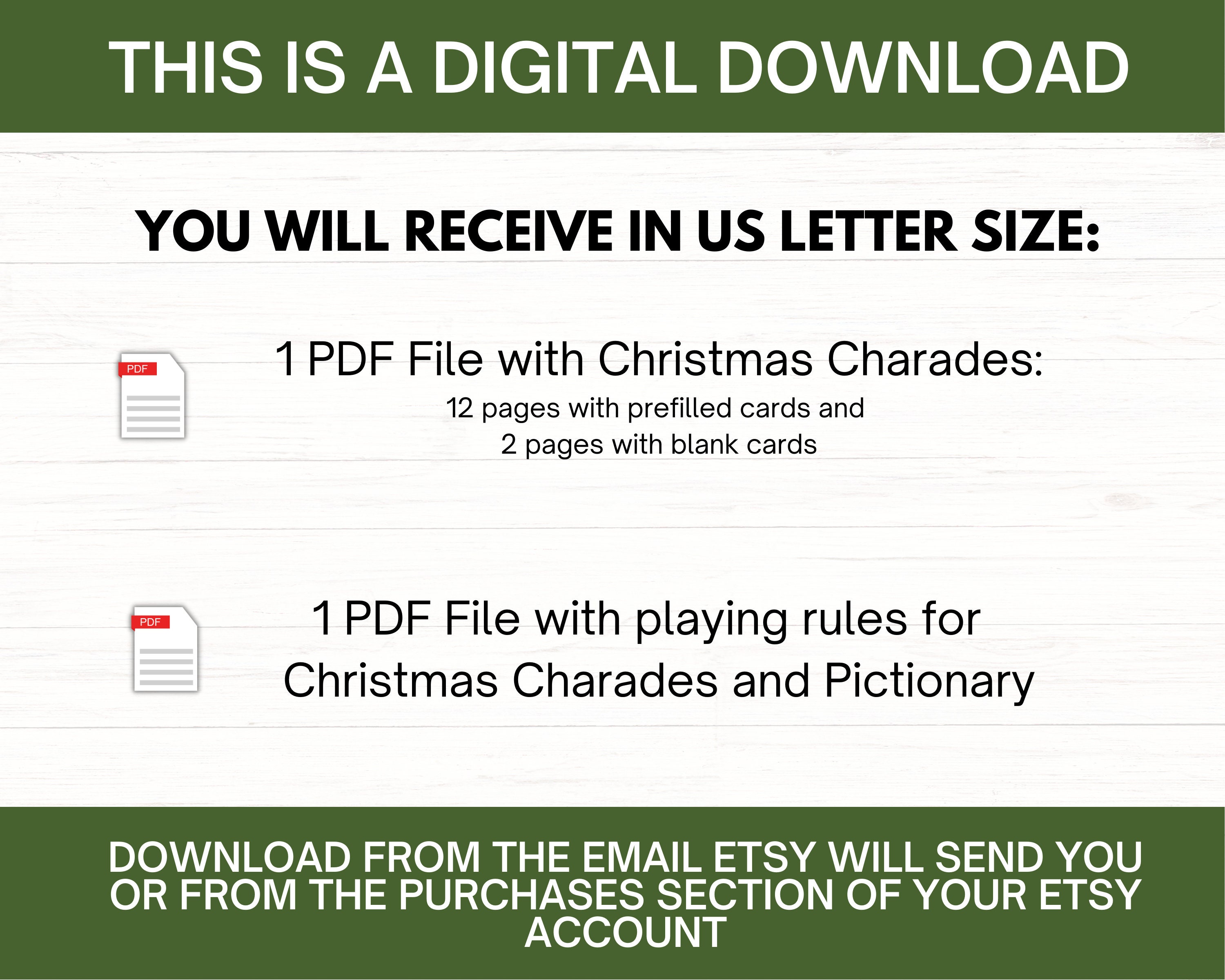 Christmas Charades & Pictionary Printable Game (PDF) - Etsy