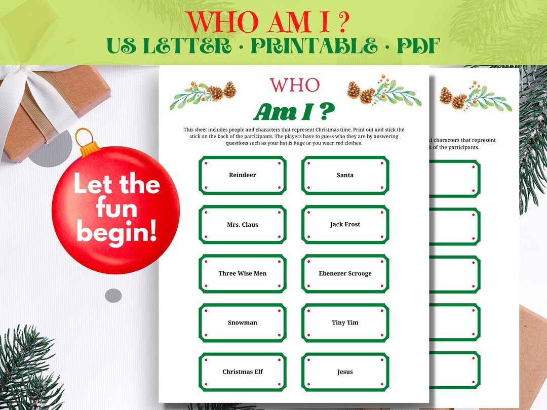 Christmas who am i card game christmas kids games christmas party