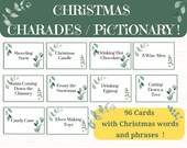Christmas Charades Printable Game, Eucalyptus Cards, Christmas Pictionary, Printable Christmas Party,  Fun Christmas Printable Family Game