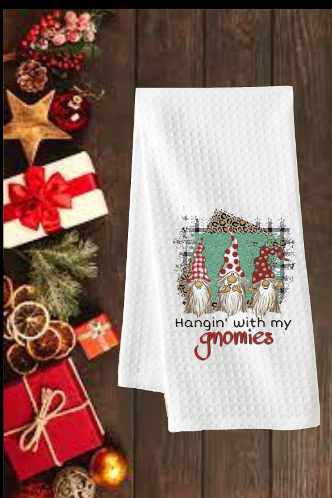 Hanging With My Gnomes, Gnomes, Christmas Kitchen Towels, Waffle Kitchen  Towels, Christmas - Etsy