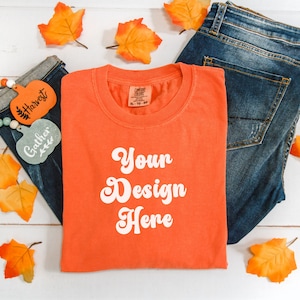 Comfort Colors C1717 Burnt Orange Shirt Mockup Comfort Colors  Mockup Halloween Comfort Color 1717 Thanksgiving Flat Lay Fall Comfort Colors